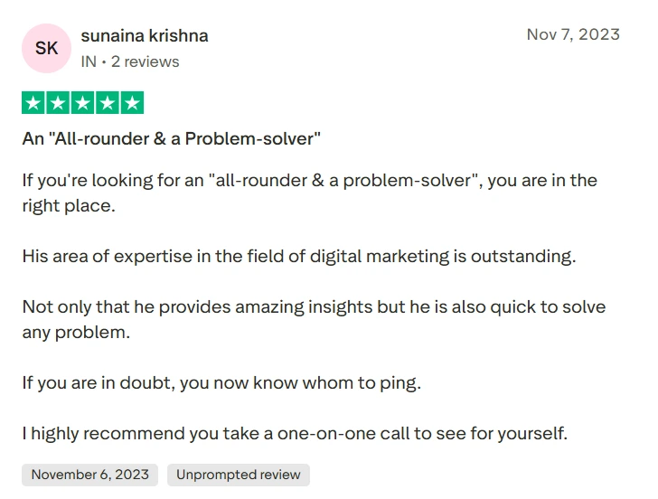 WhatsApp review from Sunaina